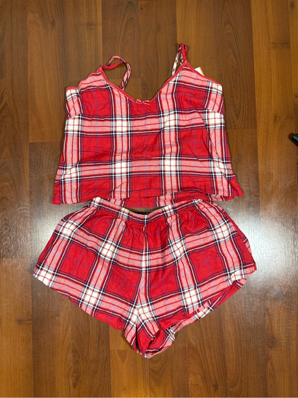 Colsie Red Plaid Cami & Short Sleep Set